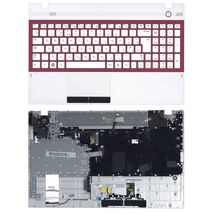Клавиатура для ноутбука Samsung (300V5A) White, (White TopCase), (Red Frame), RU