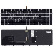 Клавиатура для ноутбука HP EliteBook 850 G3 с подсветкой (Light), Black, (Grey Frame) RU