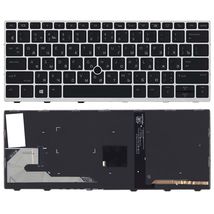 Клавиатура для ноутбука HP Elitebook 730 G5 с указателем (Point Stick), с подсветкой (Light), Black, (Silver Frame) RU