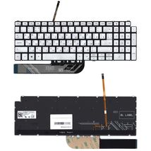 Клавиатура для ноутбука Dell Inspiron 5584 с подсветкой (Light) Silver, (No Frame), RU