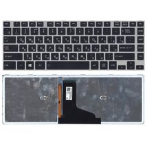 Клавиатура для ноутбука Toshiba Satellite (M40-A M40T-A M45-A M45T-A) с подсветкой (Light), Black, (Gray Frame) RU