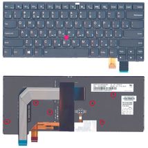Клавиатура для ноутбука Lenovo Thinkpad T460P с указателем (Point Stick), с подсветкой (Light), длинный шлейф (Long Trail), Black, (No Frame), RU