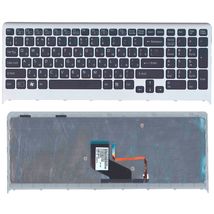 Клавиатура для ноутбука Sony Vaio (VPC-F219fc, VPC-F22 VPC-F23) с подсветкой (Light), Black, (Gray Frame) RU