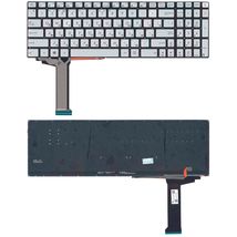 Клавиатура для ноутбука Asus N551 N751 N552 Silver, с подсветкой (Light), (No Frame) RU